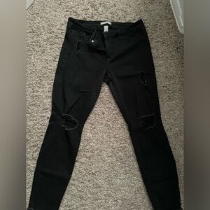 Charlotte Russe black distressed skinny jeans
